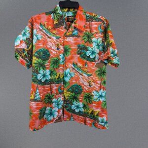 Juan Carlos Orange Boat Surfer Beach Caribbean Hawaiian Shirt Men's Medium